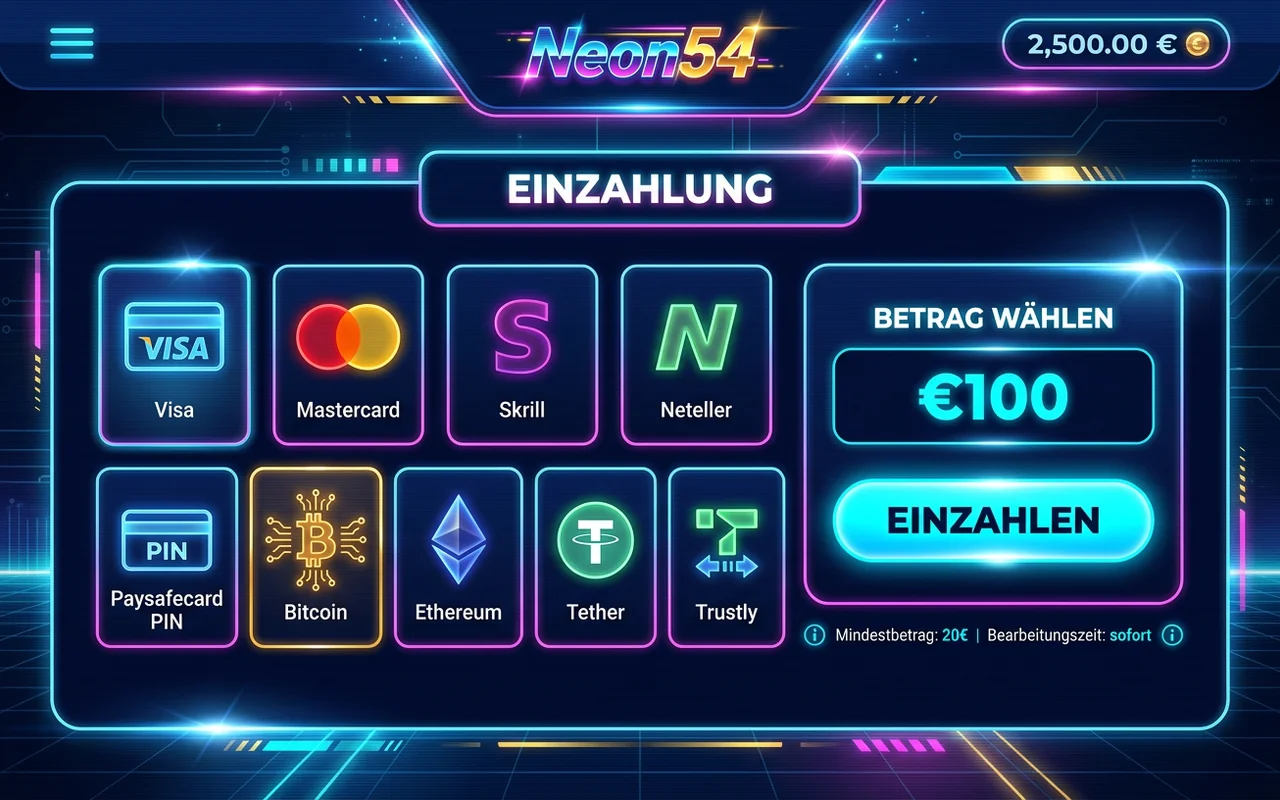 Zahlungsmethoden und Auszahlungen – Neon54